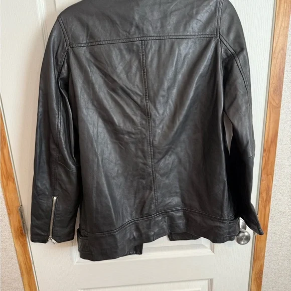 Zara Black Leather moto Jacket with Silver Accents - Picture 7 of 7